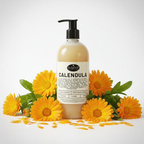 Calendula liquid soap premium isolated
