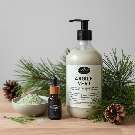 Green clay liquid soap with pine oil premium