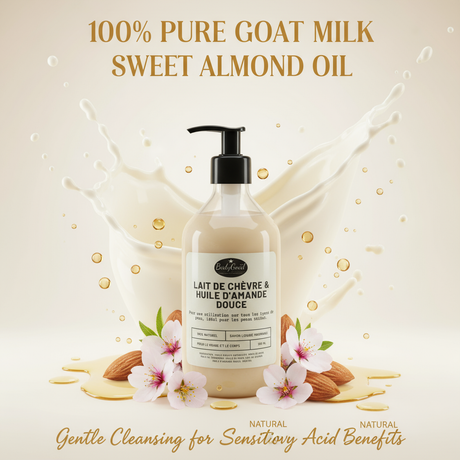 Vibrant goat milk liquid soap for ads