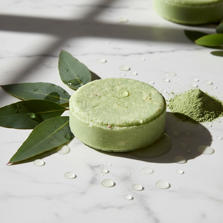 Vibrant green clay eucalyptus oily hair shampoo for ads