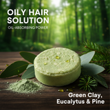 Vibrant green clay eucalyptus pine oily hair shampoo for ads